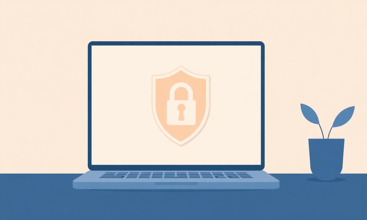 Laptop mit Schloss-Symbol und Video-Icon als Darstellung von Datenschutz bei Videotherapie